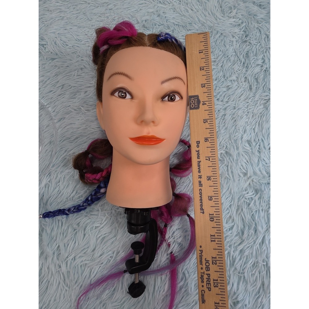 Cosmetology Mannequin Head Colorful Hair Braiding Practice Doll W/ Clamp - Picture 7 of 9